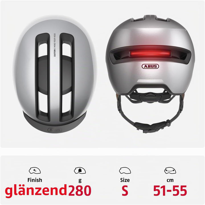 ABUS Urban Helm HUD-Y - mit magnetischem, aufladbarem LED-Rücklicht &amp; Magnetverschluss - cooler Fahr