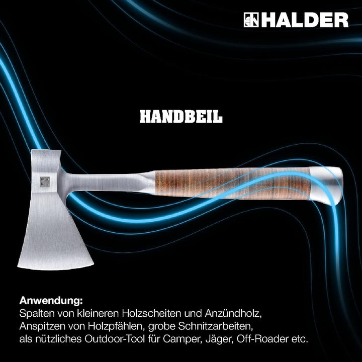 Handbeil, mit Ledergriff, inkl. hochwertiger Ledergürteltasche als Schneidschutz | 3555.375
