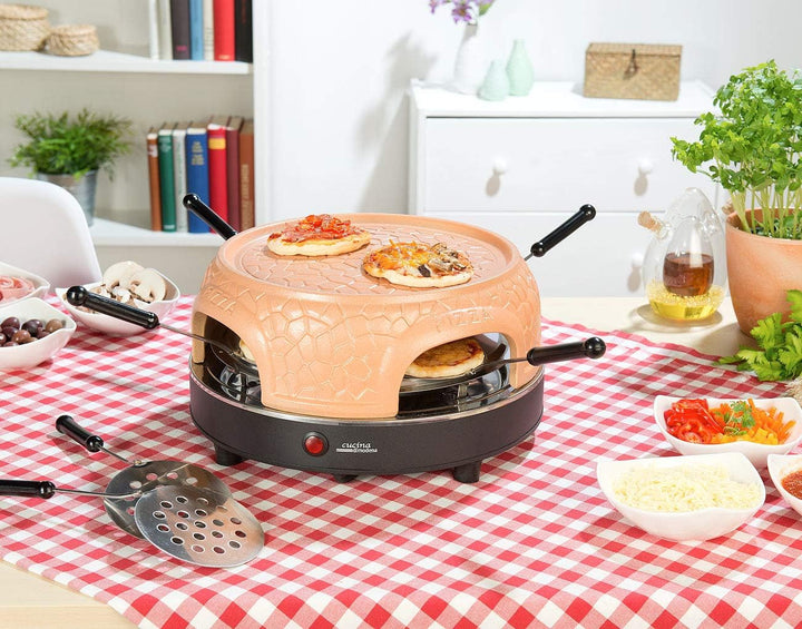 Cucina di Modena Mini Pizzaofen: Pizzaofen mit echter Terrakotta-Haube für 6 Personen (Pizzaofen
