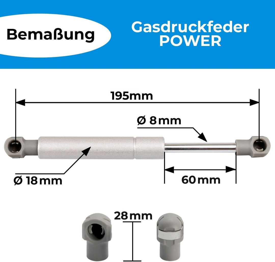 Stahlia Gasdruckfeder 250N (2 Stück) Gasdruckdämpfer Ersatz für Lift-O-Mat Kompressionsfeder Klappen