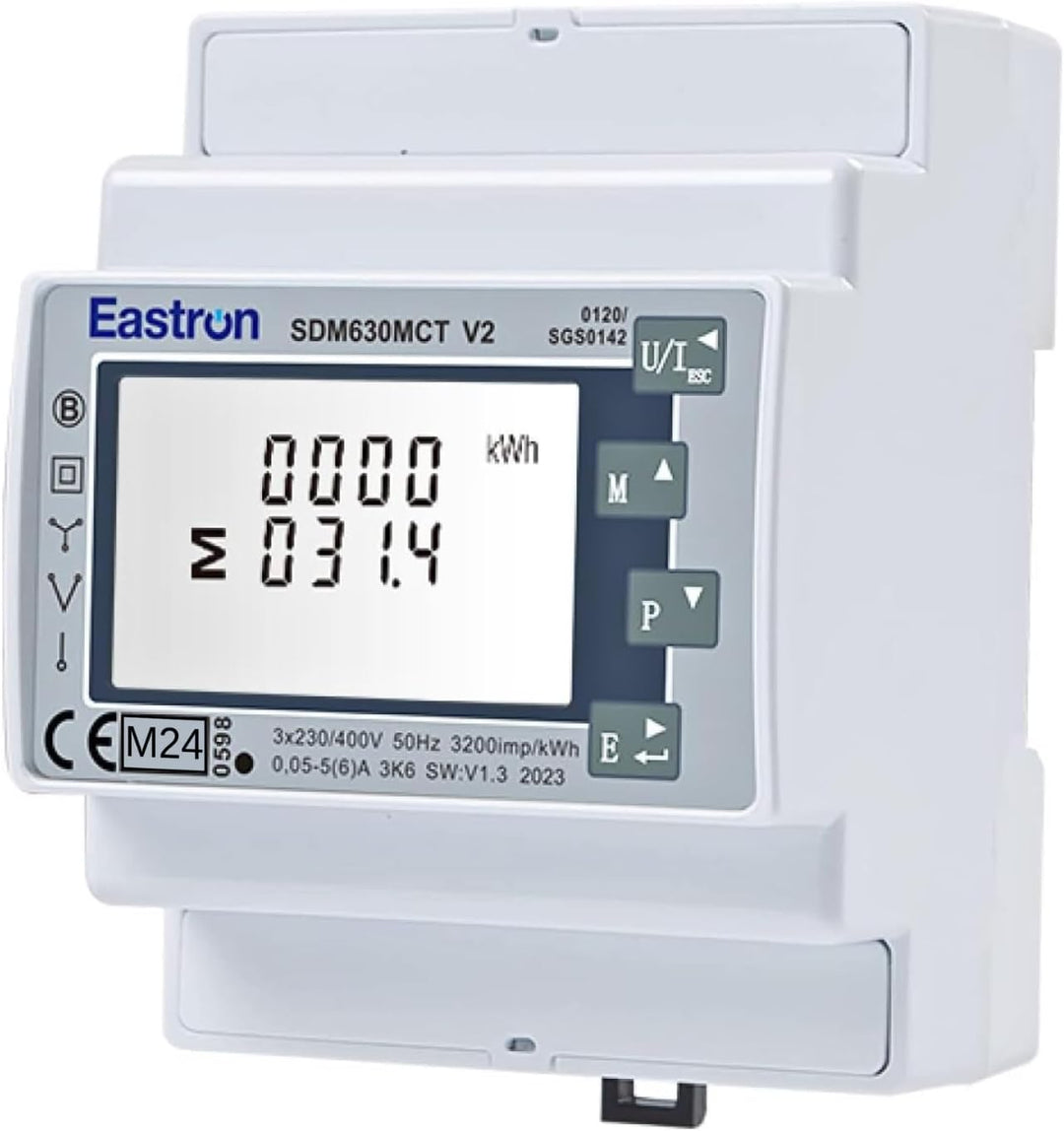 EASTRON SDM630MCT V2 Stromzähler, 1/3 Phase Modbus RS485 RTU – (Stromwandler erforderlich) gespeiste