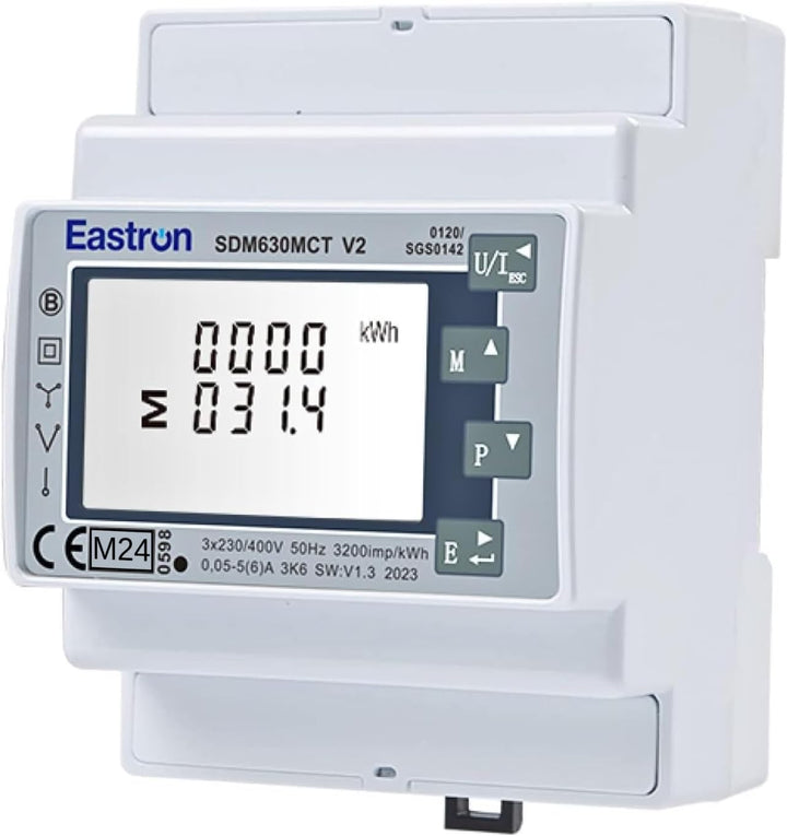 EASTRON SDM630MCT V2 Stromzähler, 1/3 Phase Modbus RS485 RTU – (Stromwandler erforderlich) gespeiste