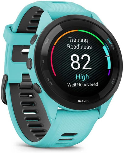 Garmin Forerunner 265 Running Smartwatch für Unisex, 46 mm Grösse, Aqua/Schwarz