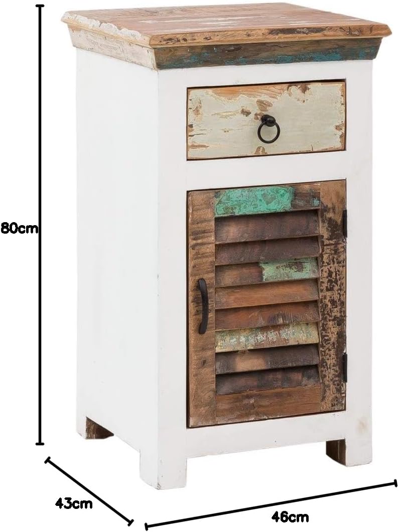 Woodkings® Bad Unterschrank Perth recyceltes Holz bunt rustikal Echtholz weiss massiv Badmöbel Badez