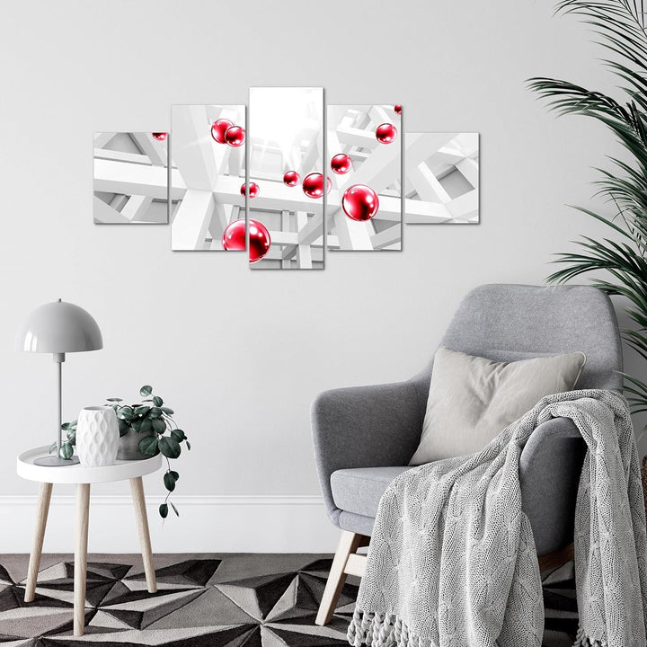 Runa Art Wandbilder Abstrakt Kugel 5 Teilig Bild auf Vlies Leinwand Deko Wohnzimmer Schlafzimmer 3D