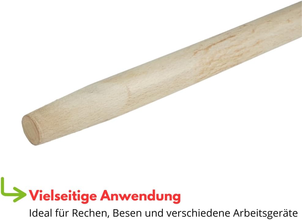 2 STK. Laubrechenstiel Holzstiel Holz 150 cm Besenstiel Gerätestiel ohne Gewinde (150 cm), 150 cm