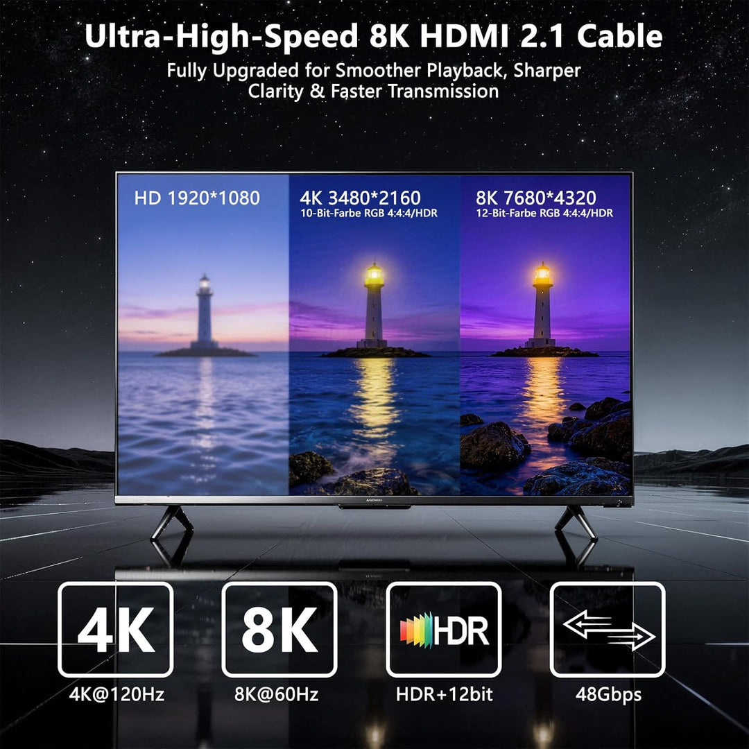 Alvin's Cables 8K HDMI Kabel 2.1 High Speed Geflochtenes Spiralkabel für Atomos Ninja V, Portkeys BM