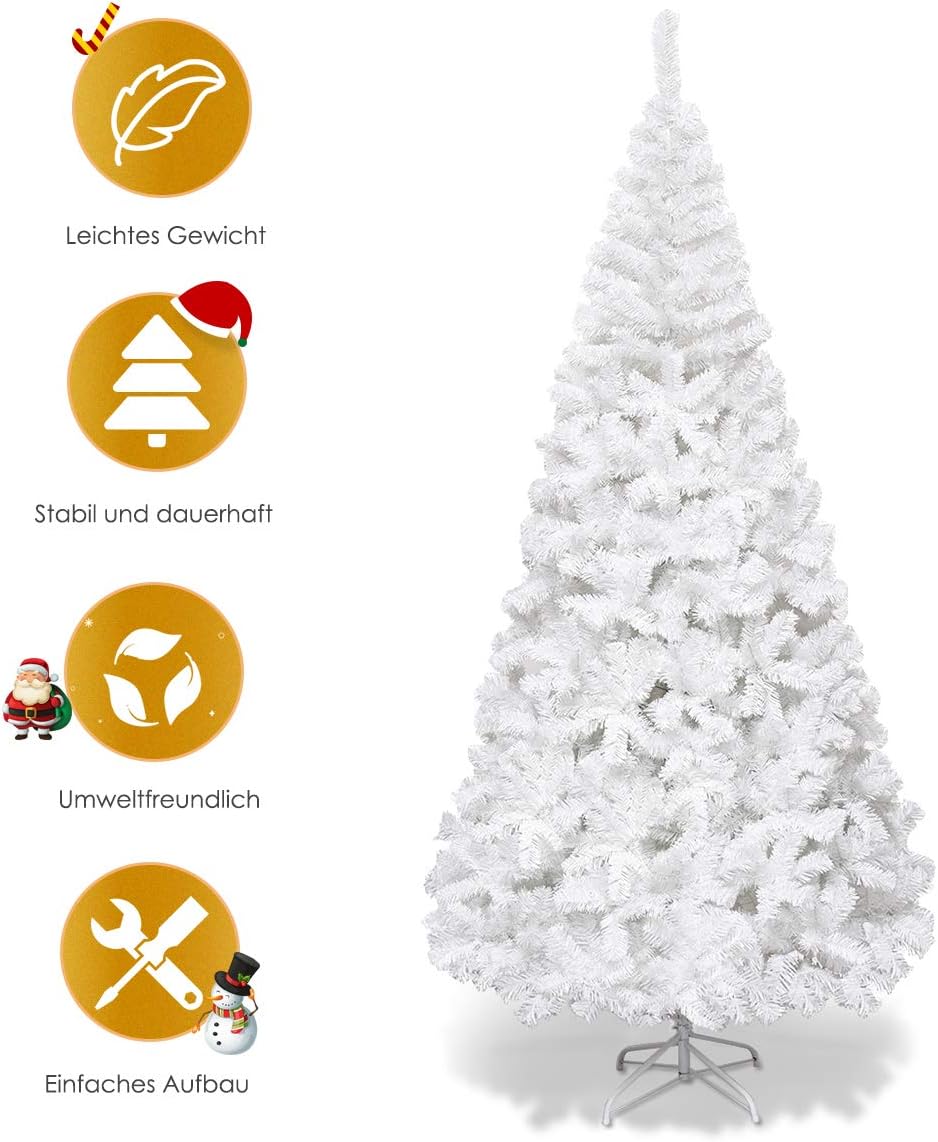 COSTWAY 150/180/210/240cm Künstlicher Weihnachtsbaum, Tannenbaum mit Metallständer, Christbaum PVC N