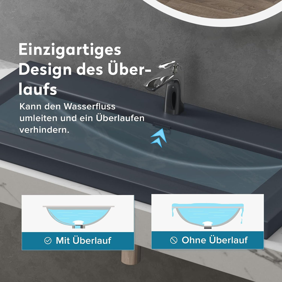 Design Waschbecken Colossum01, Matt Anthrazit aus Gussmarmor, Waschtisch, Waschplatz, Einbauwaschbec