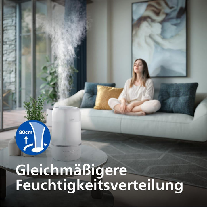 Philips Smart Humidifier - kompakt und dennoch leistungsstark mit himmelhohem Nebel, Aromatherapie,