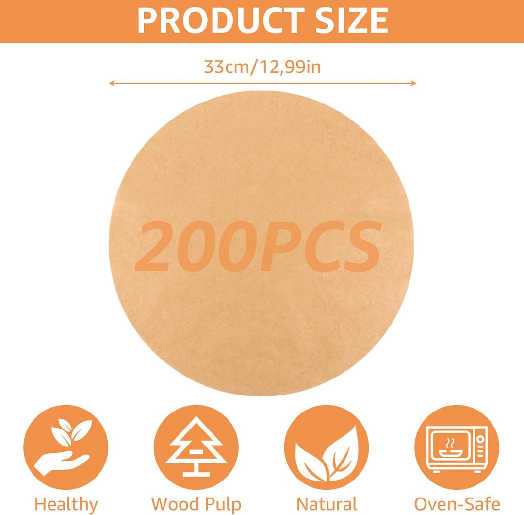 200 Stück Rund Backpapier Zuschnitte, Backpapier Rund Backpapier Für Heissluftfritteuse Zuschnitte,Ø