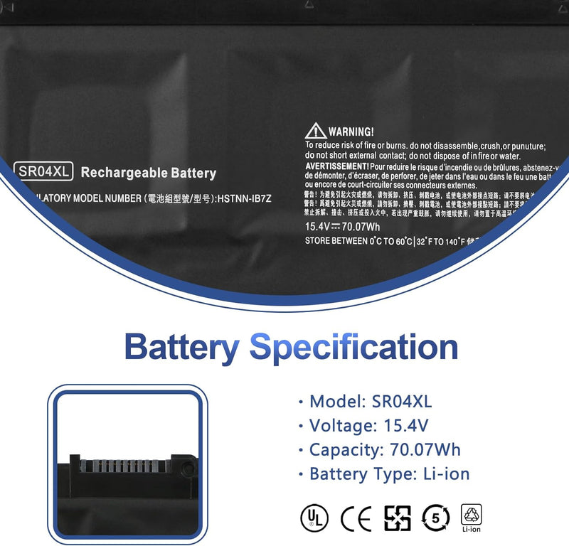 ANTIEE SR04XL Akku für HP 917678-1B1 917678-2B1 917724-855 HSTNN-DB7W HSTNN-IB7Z TPN-Q193 Omen 15-ce