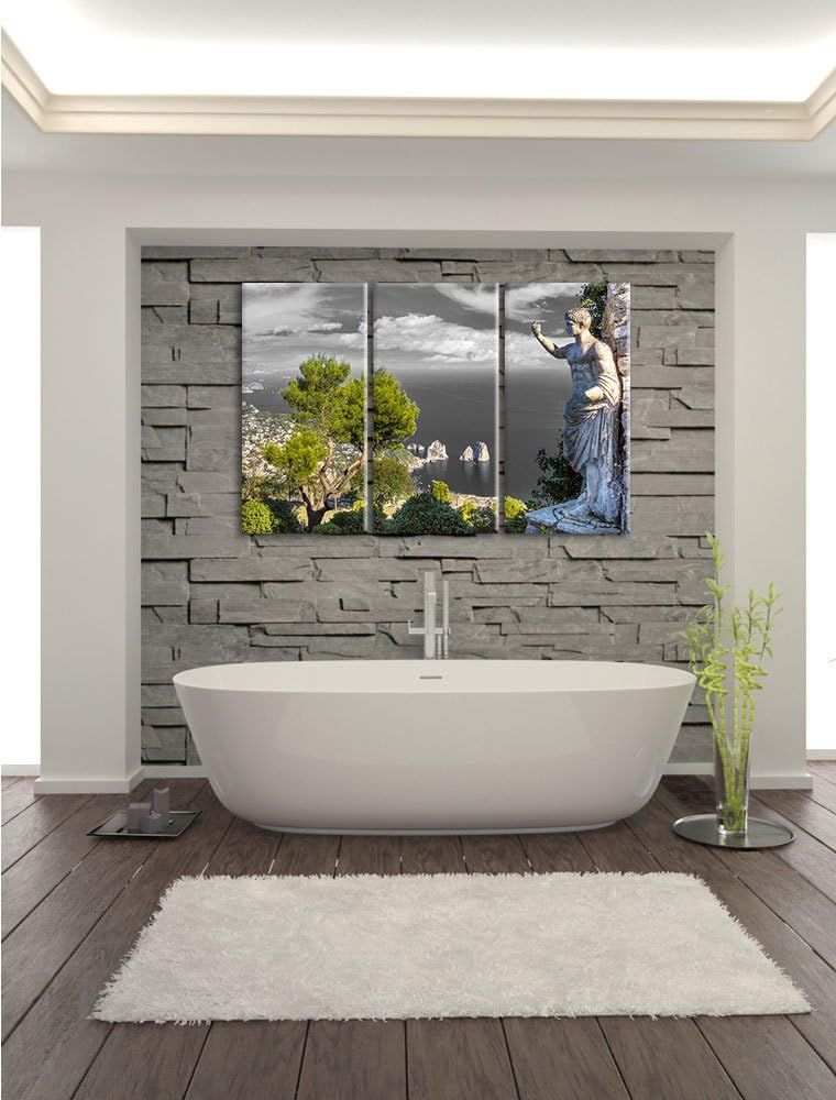 Pixxprint Insel Capri in Italien als Leinwandbild/Grösse: 3 Teilig (120x80 cm) cm/Wandbild/Kunstdruc