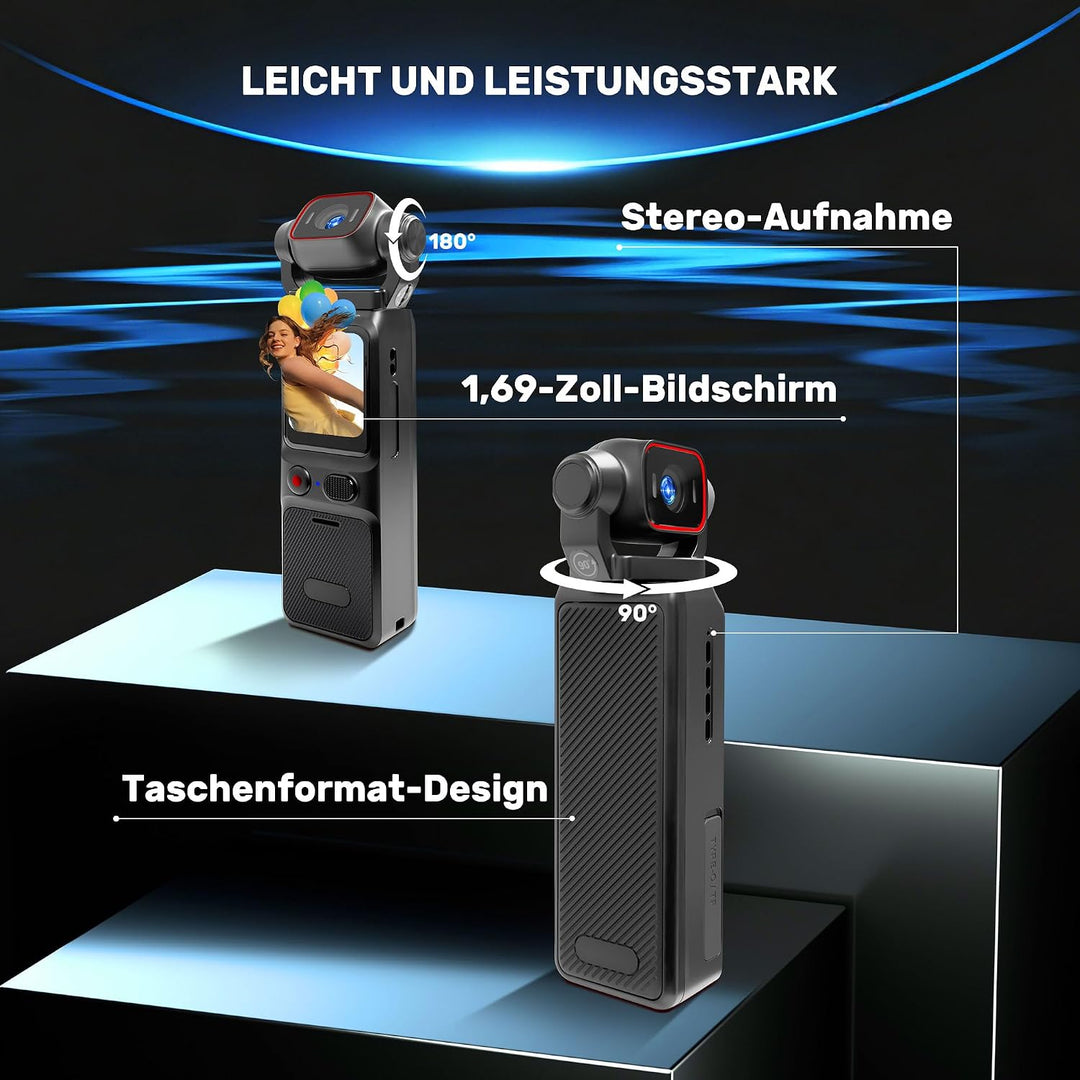 Vlogging Kamera 4K, Kleine Pocket Kamera, Actionkamera für Outdoor