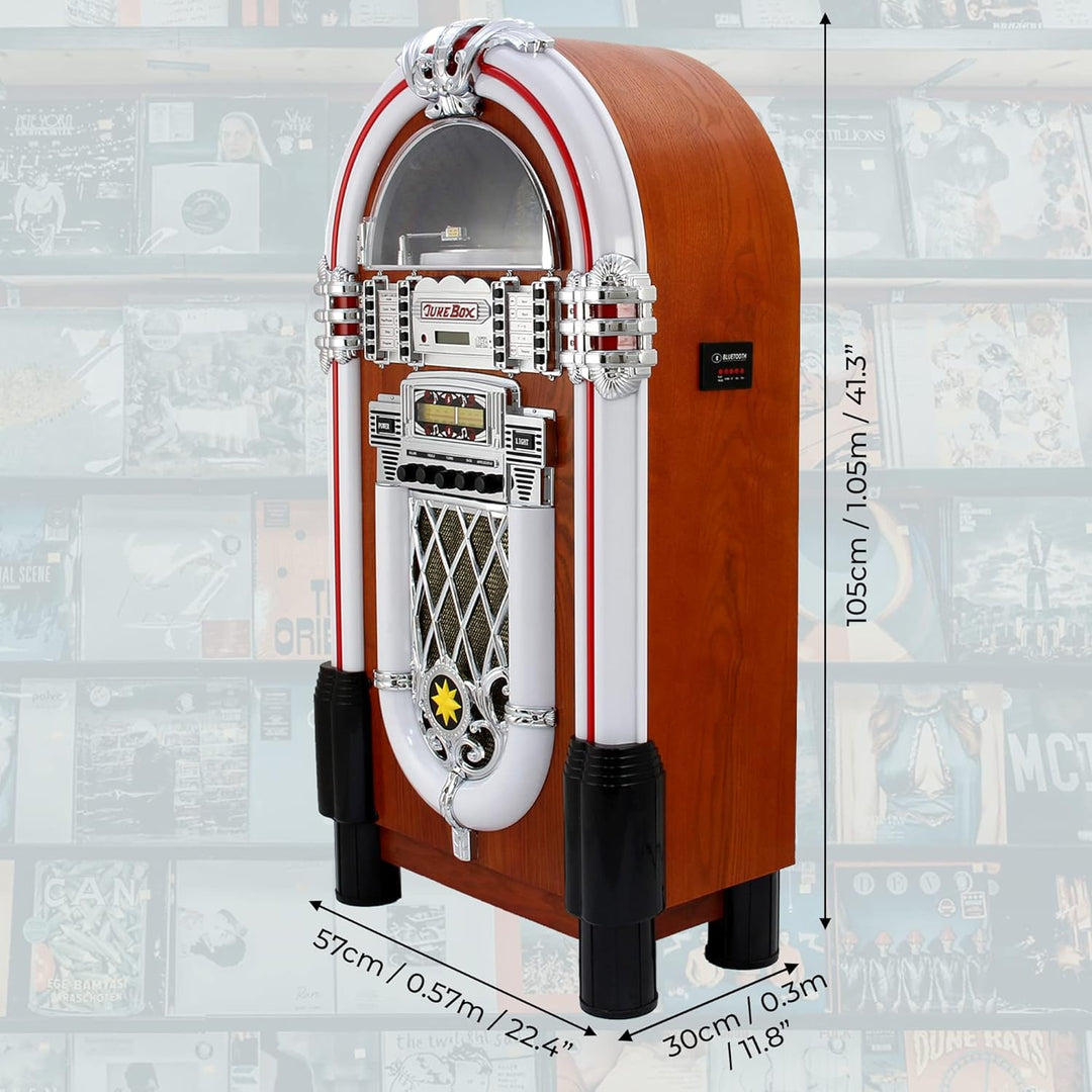 Monstershop Jukebox Retro 50er Jahre Musikbox USB-SD-Slot, AUX, MP3 Player CD-Player Bluetooth-Verbi