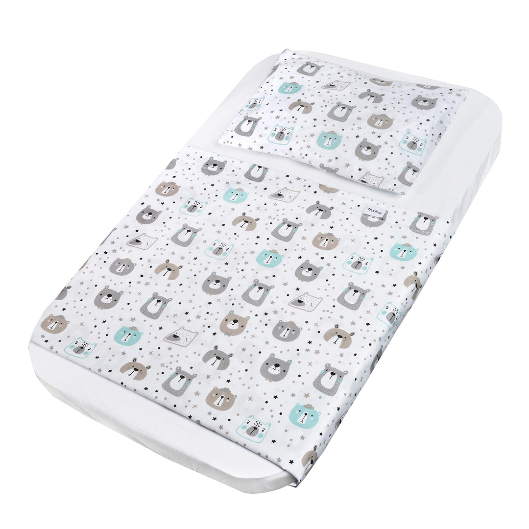 FlyIdeas Spannbettlaken für Beistellbett 90x55 cm, 3 STK - Mit Oberer Laken und Kissenbezüge für all