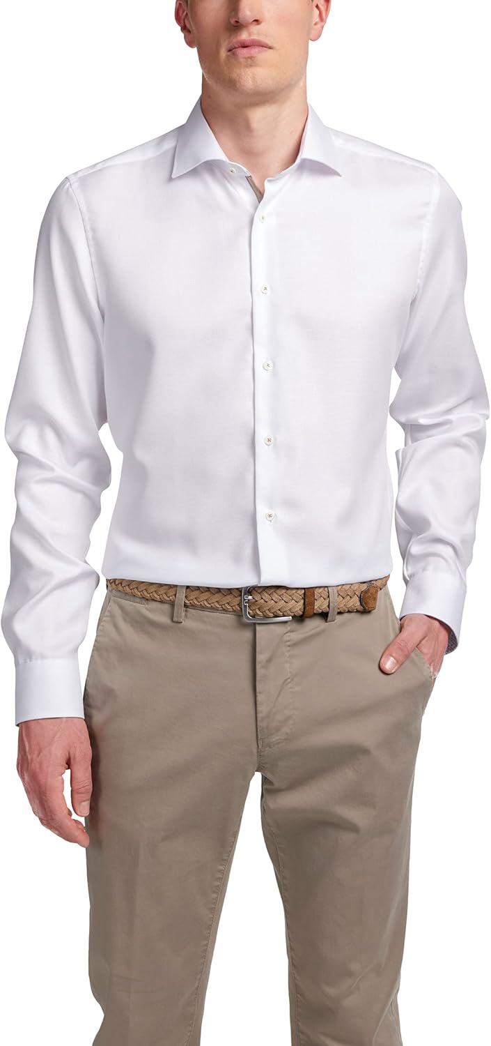 eterna Slim Fit Businesshemd Langarm New Kent Kragen Struktur Besatz weiss 42 Weiss, 42 Weiss