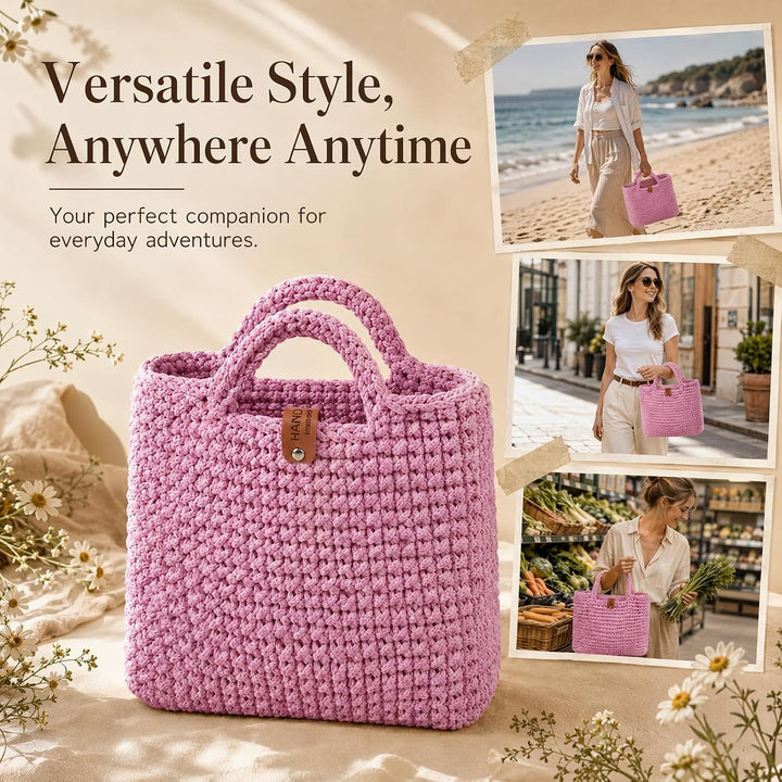 Jinfanshurich Häkelset für Anfänger Tasche, DIY Häkelset mit Häkelnadel &amp; Anleitung, Wolle zum Häkel