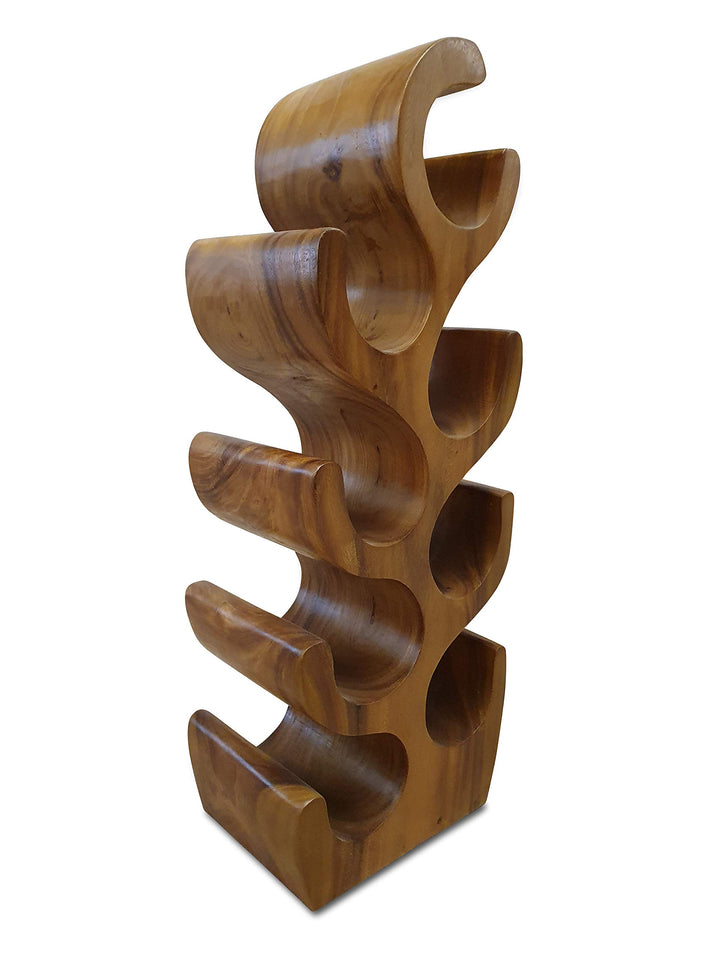 Kinaree Massivholz Weinregal für 8 Flaschen - 70cm freistehendes Flaschenregal in Baum Form aus eine