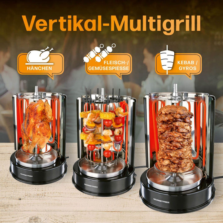 GOURMETmaxx Dönergrill | vertikaler Elektrogrill für Döner, Gyros, Schaschlik | Grill elektrisch mit