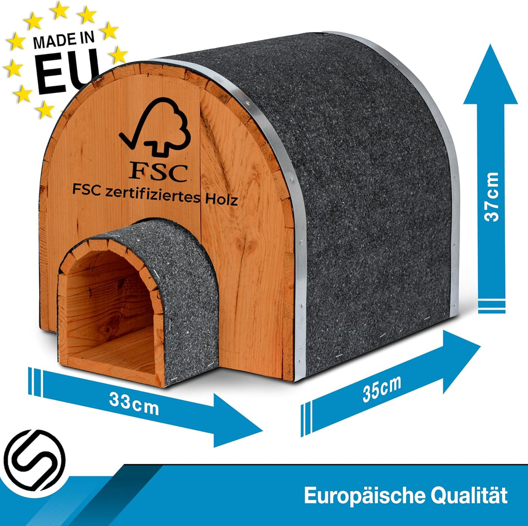 Iglu Igelhaus Winterfest [SCHÜTZT VOR FRESSFEINDEN] - inkl. Dachpappe für optimalen Wetterschutz - P