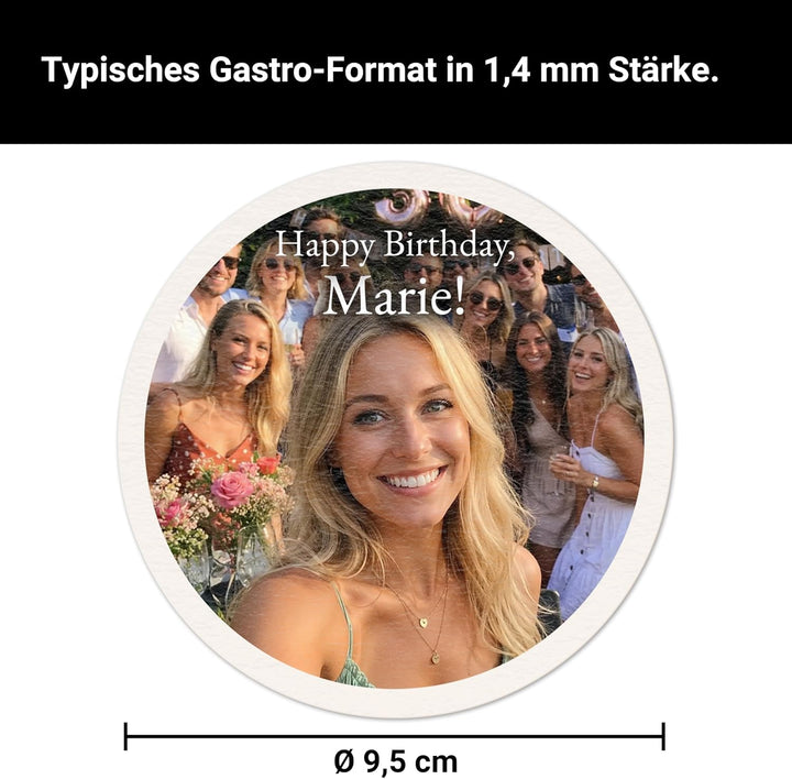 printplanet - Bierdeckel Rund Personalisiert mit Foto und Text - 50 Stück - Gastro-Qualität Made in