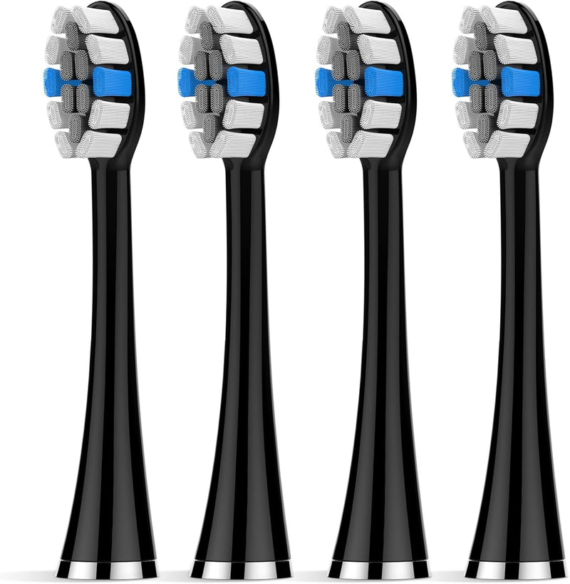 Lächen Standardbürstenkopf,Passend für alle elektrischen Zahnbürsten von Lächen, S131 Schwarz, 4 Stü