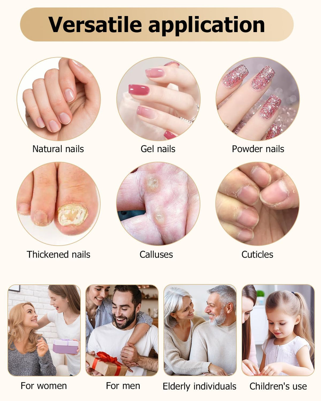 Zofory Maniküre/Pediküre Set, Nagelfräser, Elektrische Nagelfeile mit 6 Aufsätzen, 20 Sandringe, 5 G