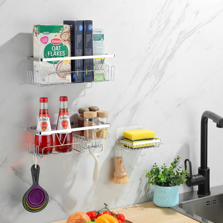 Kegii Duschablage ohne bohren, Badezimmer Duschregal, Duschkorb Silber, Silber