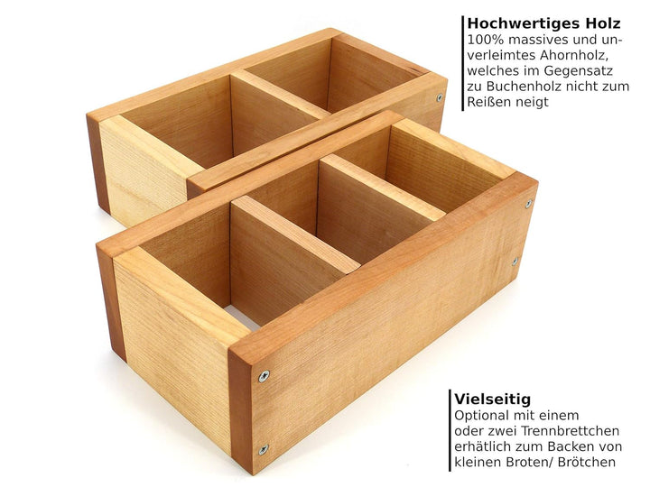Holzwerk Premium Brot-Backform aus hitzebeständigem massivem Ahorn-holz – hochwertiger Brot-Backrahm