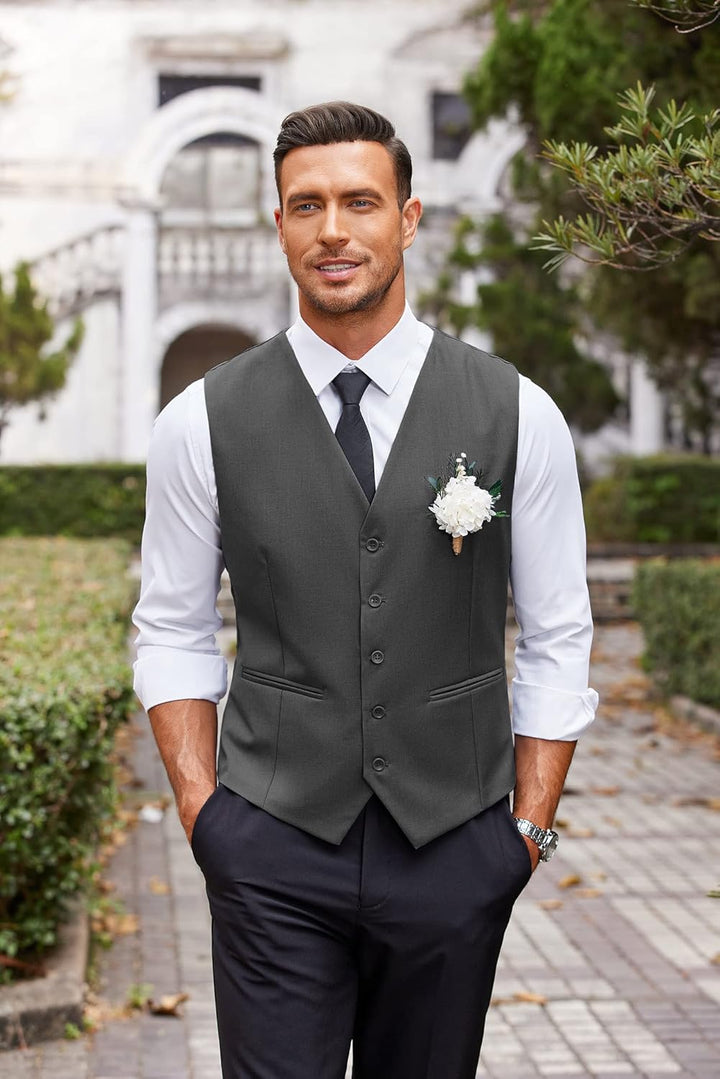 COOFANDY Herren Western Weste Herren Anzug Weste V-Ausschnitt ärmellose Westen Slim Fit Anzug Busine