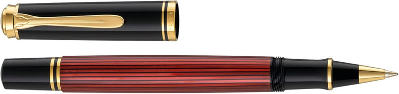 Pelikan Füllhalter Souverän 600, Schwarz-Rot, Feder F (fein), hochwertiger Kolbenfüller im Geschenk-