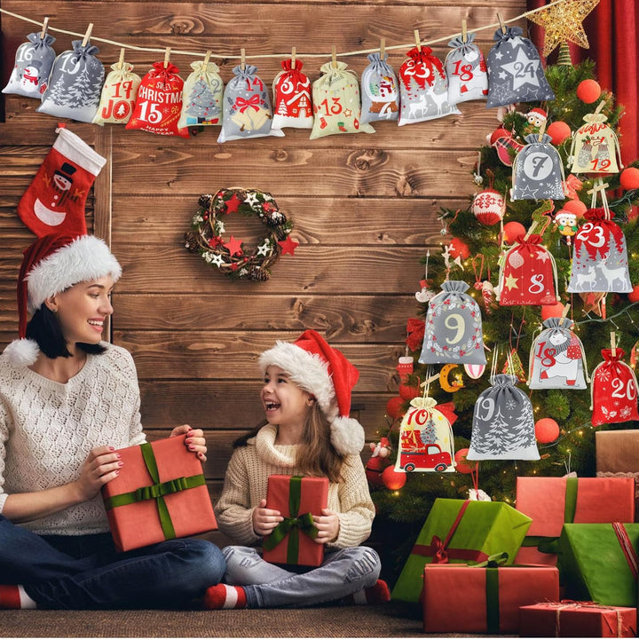 Adventskalender zum Befüllen,24 Adventskalender Selber Befüllen Kinder Stoff,Gross Adventskalender S