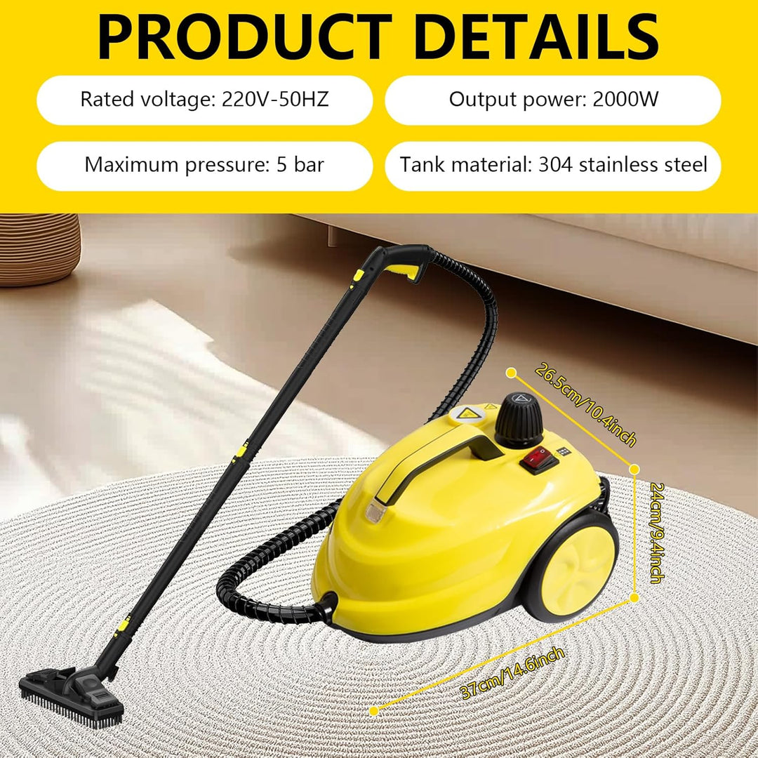 Dampfreiniger 2000W, Mehrzweck Dampfreiniger für Zuhaus, 2L Wasserkapazität, Dampfdruck: 5 Bar, Damp