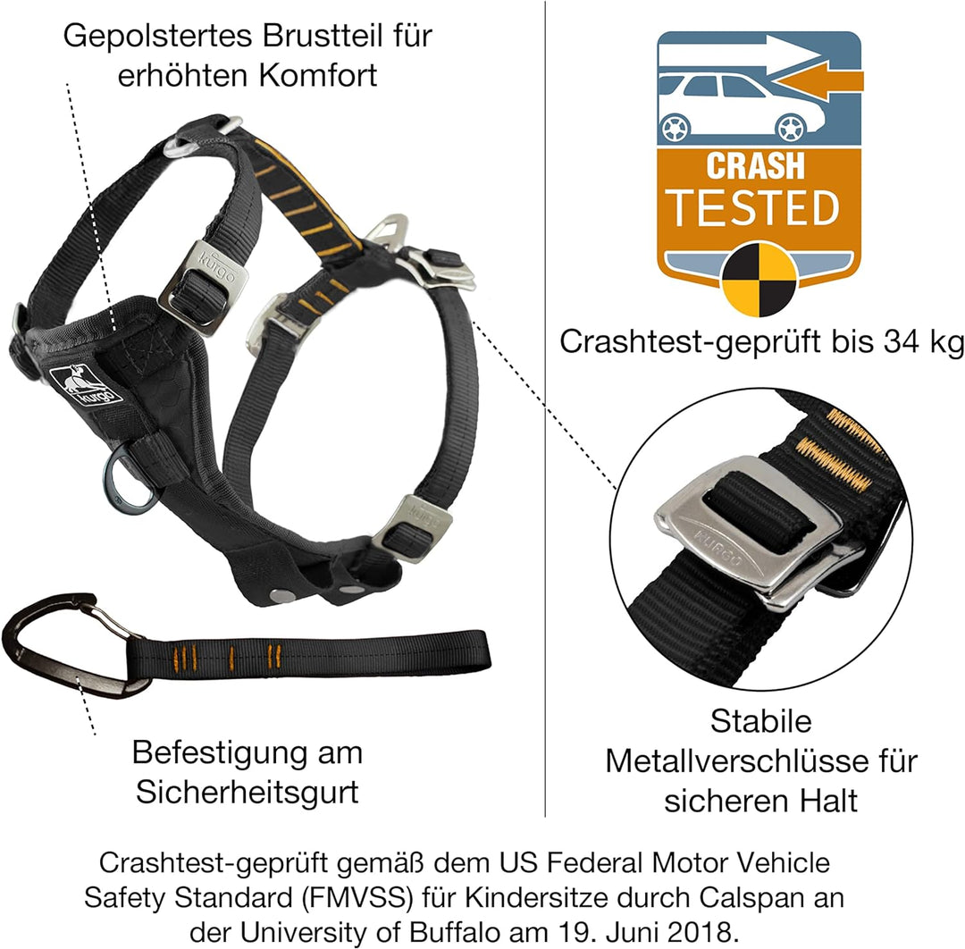Kurgo Tru-Fit Hundegeschirr, Crash-Test-erprobtes Auto-Sicherheitsgurt, Für Hunde von 2 bis 5 kg, Gr