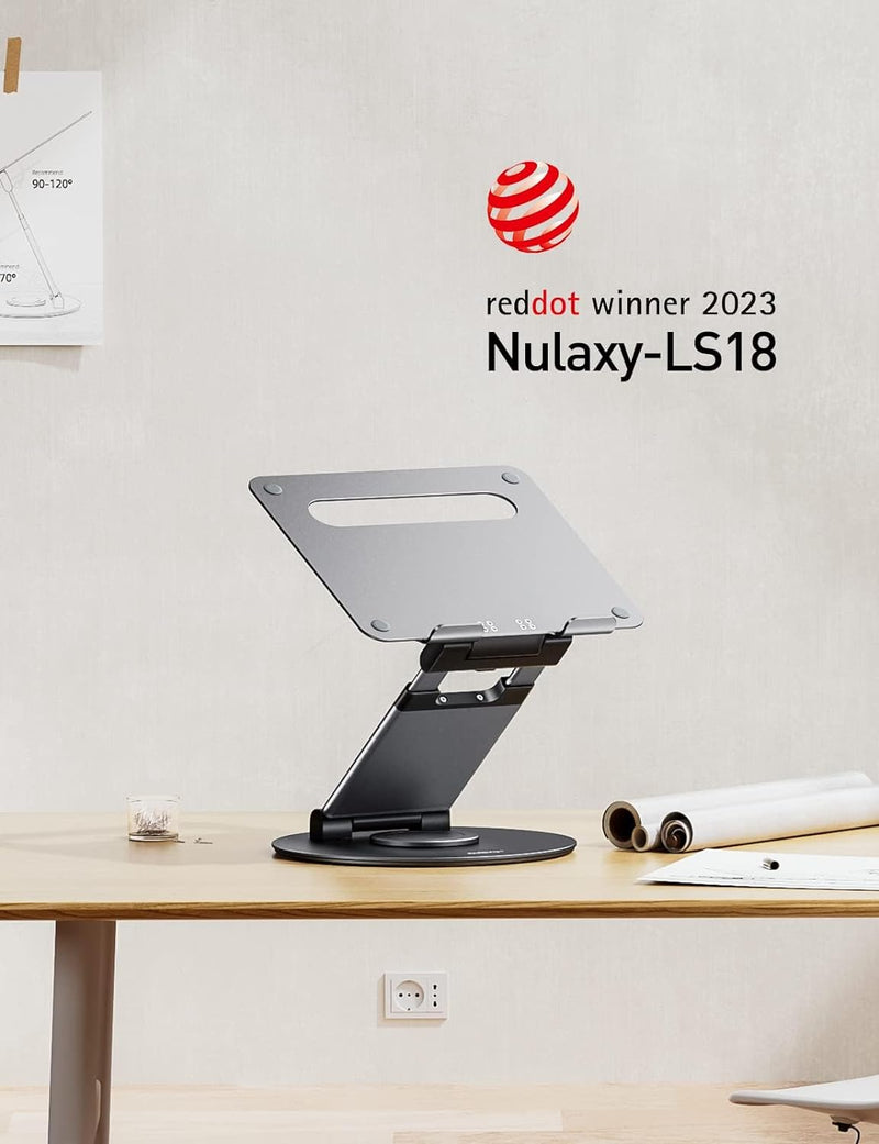 NULAXY Ausziehbare Laptop Ständer mit 360 Drehbarer Basis, Ergonomischer Laptopständer Höhenverstell