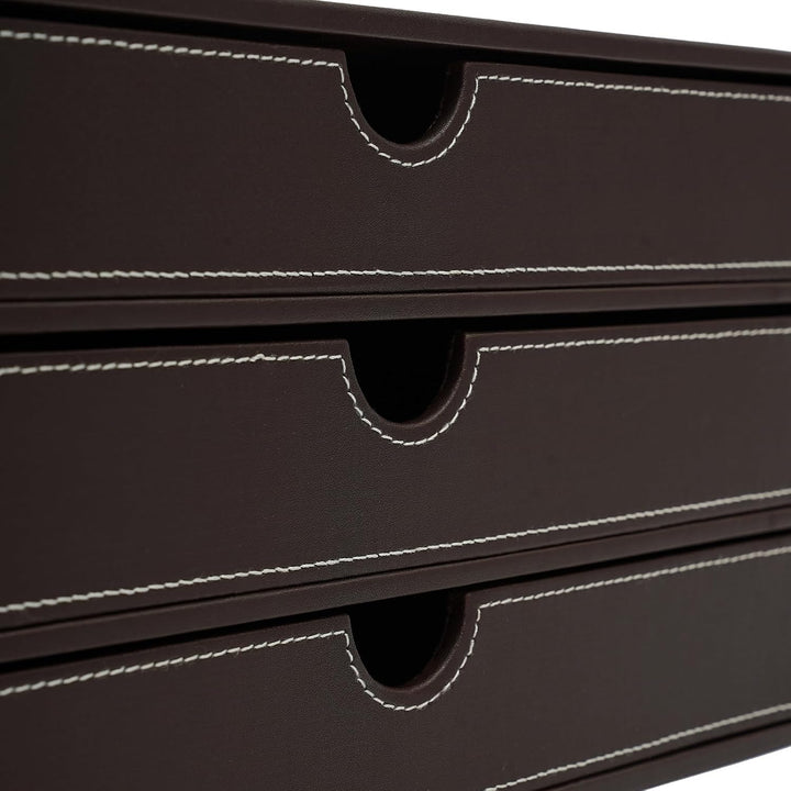 Schreibtisch Schubladenbox,3 Tier Aktenordner Pu-Leder,File Storage Organizer FüR BüRos Arbeitszimme