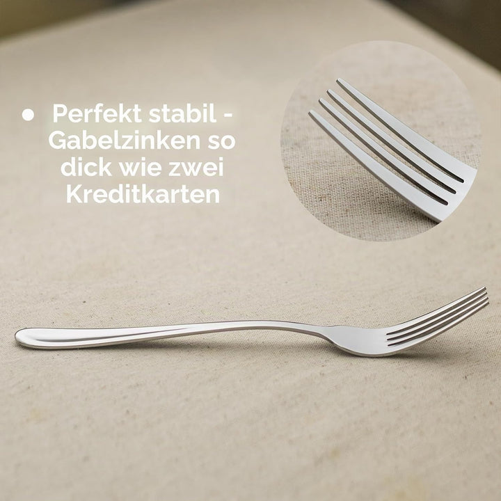 Alata Grand Edelstahl Poliert Besteck Set 8 Personen, Essbesteck 32 teilig, Glänzend, Spülmaschinenf