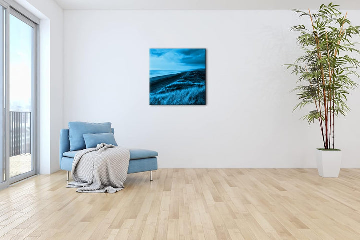 deyoli Neuseeland Küste Format: 60x60 Effekt: Monocrome Blau als Leinwand, Motiv fertig gerahmt auf