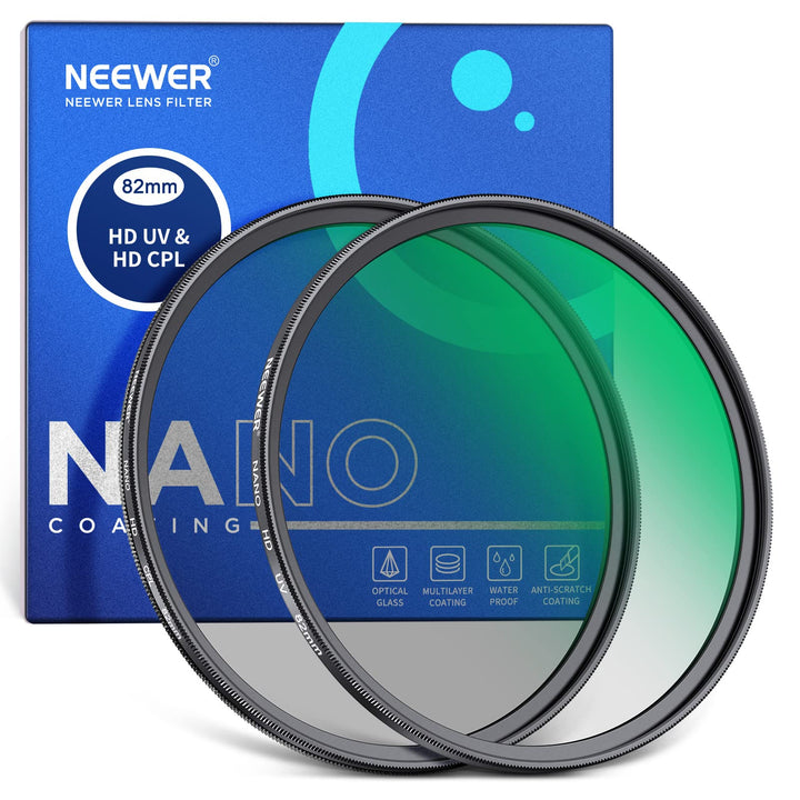 NEEWER 82mm CPL UV Filter Set, Zirkular Polfilter(Polarisationsfilter)/UV Schutz Objektivfilter Set
