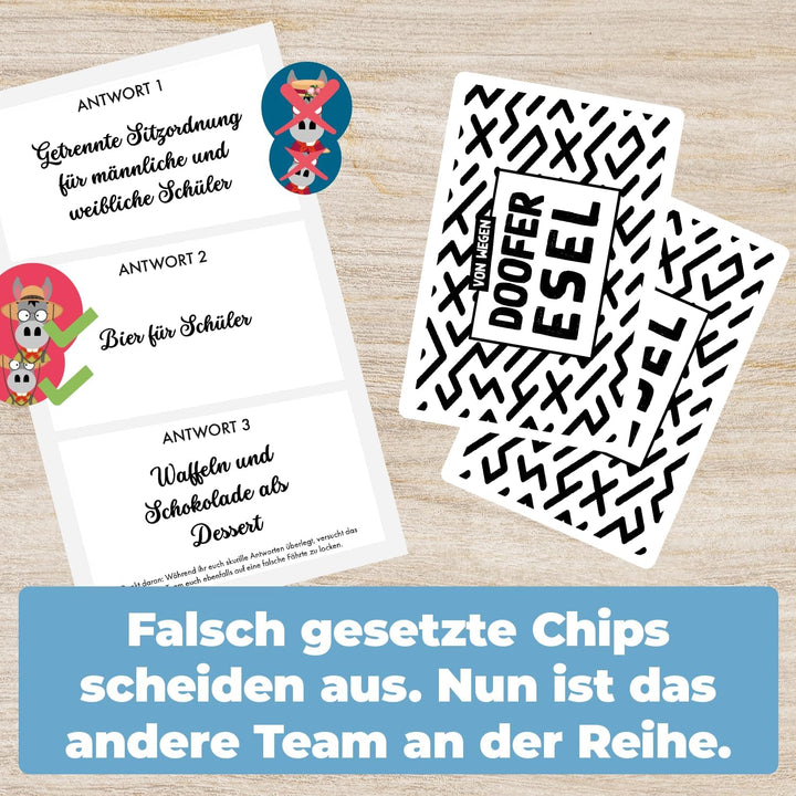 DOOFER Esel - Gesellschaftsspiel - Designed in Deutschland - Spiel der Kreativität, des Bluffs und H