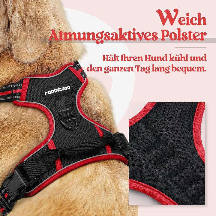 rabbitgoo Hundegeschirr Mittelgrosse Hunde, Anti Zug Geschirr mit Kontrolle, No Pull Verstellbar Hun