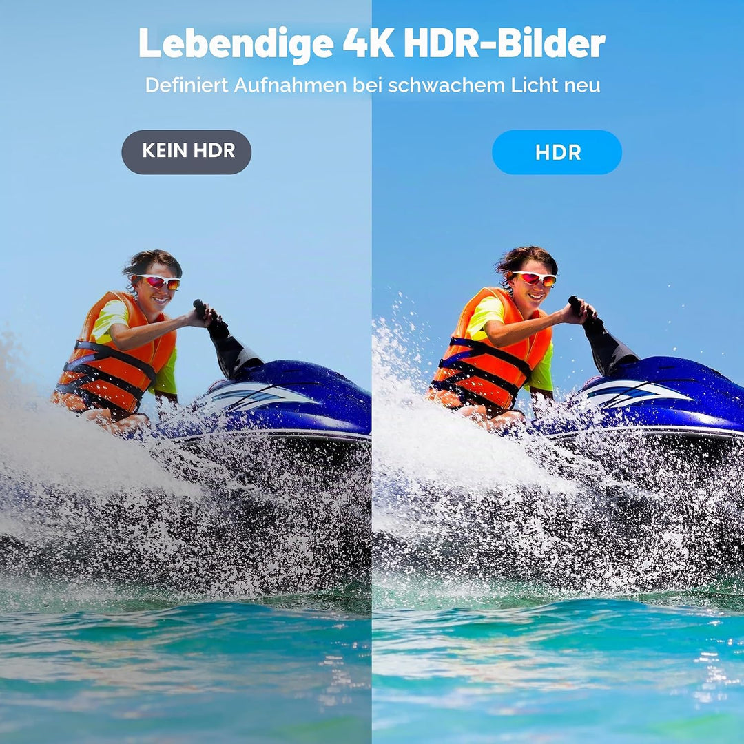 AKASO Action Cam 4K60FPS-Unterwasserkamera 20MP 60M Wasserdicht SuperSmooth Stabilisierung EIS 4.0,W