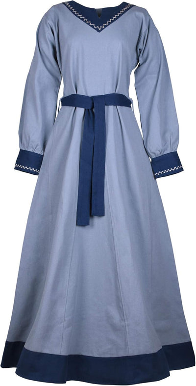 Battle-Merchant Langarm Mittelalter Kleid Jona mit Gürtel für Damen aus Baumwolle | LARP Wikingerkle
