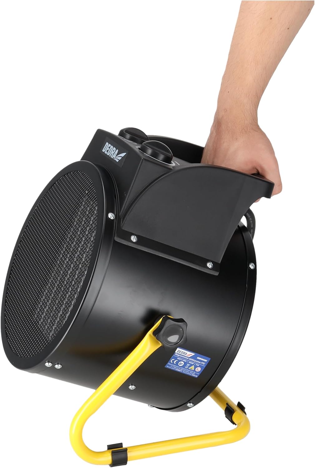 DEDRA Elektroheizer PTC 5,0kW, 400V, rund, schwarz, Heizfläche 50 m²mit keramischem Heizelement, für
