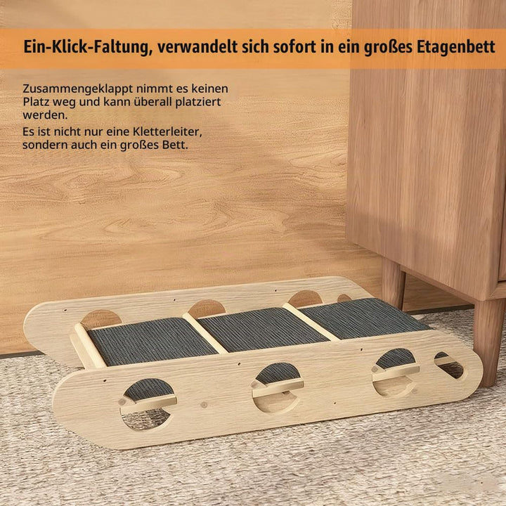 Faltbare Hundetreppe,Hunde Rampe Für Das Bett,2-In-1 Klappbare Hölzerne Hunderampe Mit 3 Stufen,Lang