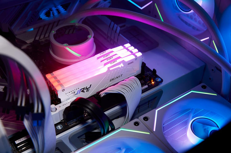 Kingston Fury Beast Weiss RGB XMP 16GB 6000MT/s DDR5 CL40 DIMM Desktop Gaming Speicher Einzelnes Mod