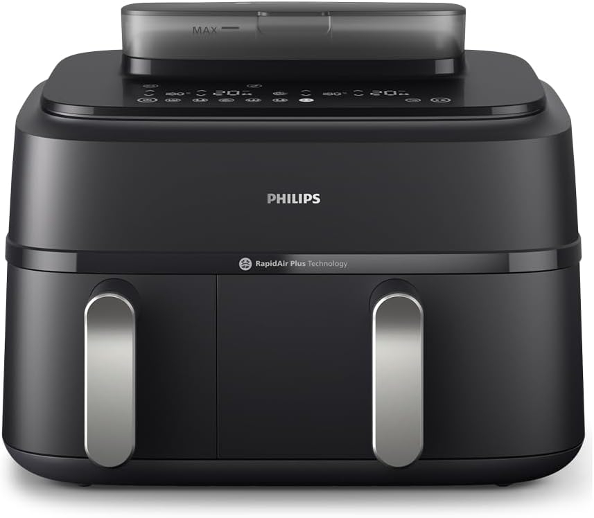 Philips Steam Airfryer 5000 Series Dual Basket Heissluftfritteuse mit Dampfgar-Funktion & 2 Körben –