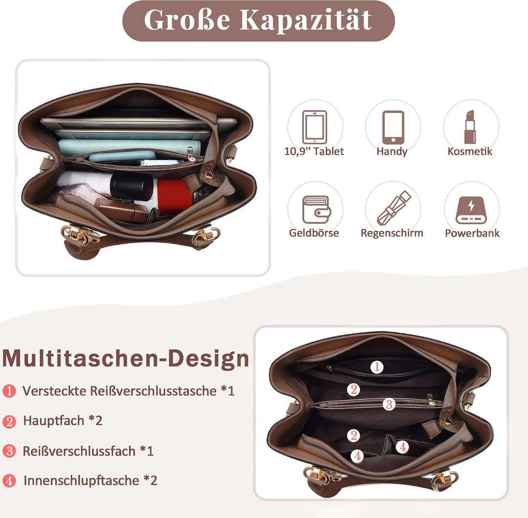 DORRISO Damen Handtasche Mode Pompons Anhänger Umhängetasche Elegantes Casual Reise Handtasche Fraue