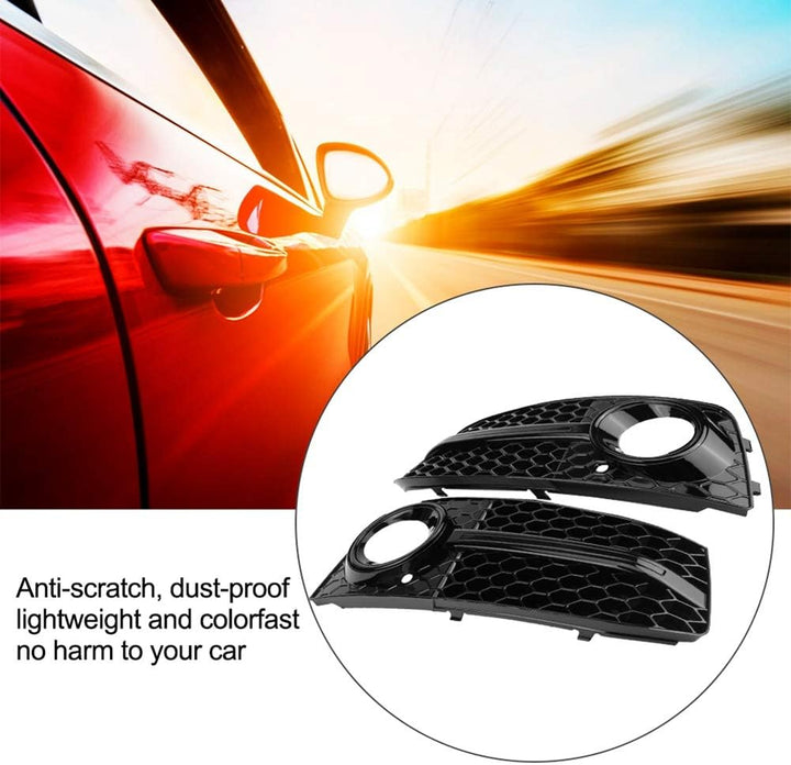Gitter Nebelscheinwerfer, 2 Stück für RS4 Style Glossy Black Nebelscheinwerfer Frontgrill für A4 B8